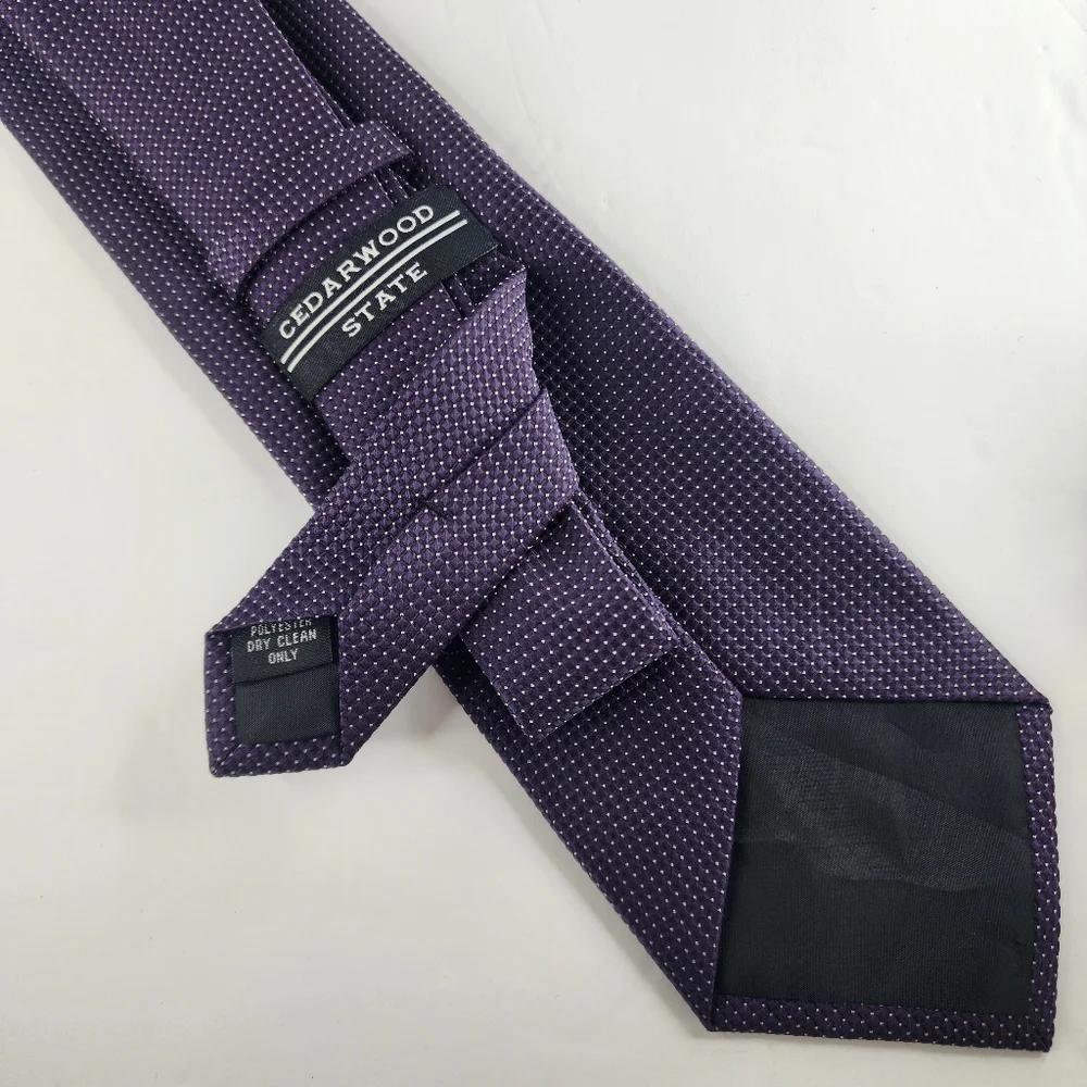 CEDARWOOD STATE Purple & White Dots Tie.